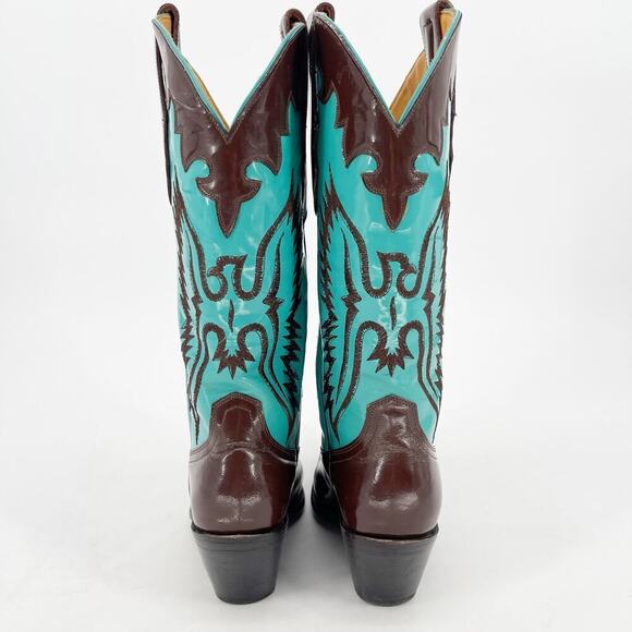 Old Gringo Brown Turquoise Eagle Elvis Patent Leather Western Cowgirl Boot sz 7 - Picture 8 of 11